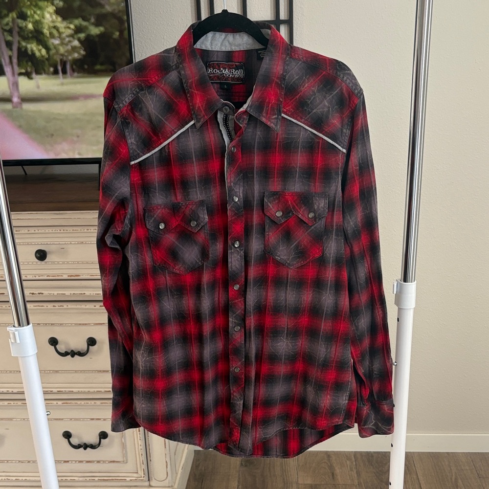 Red and Black Plaid Western Shirt
